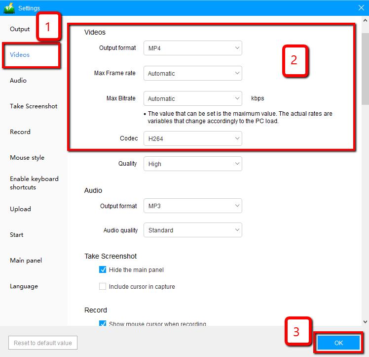 ベストスクリーンキャプチャソフトウェア、ビデオパワーグリーン、ビデオ設定
