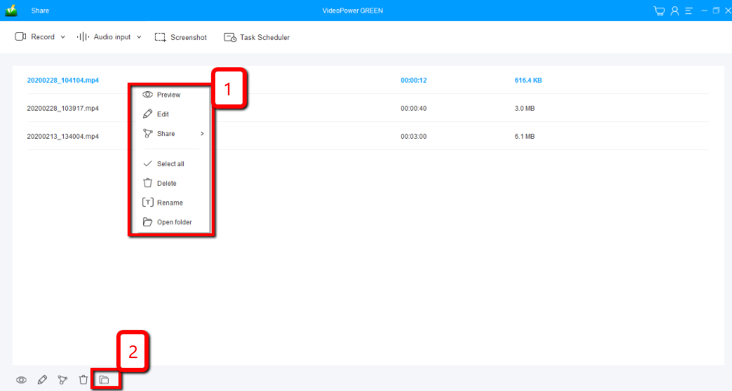 ベストスクリーンキャプチャソフトウェア、ビデオパワーグリーン、保存されたビデオ