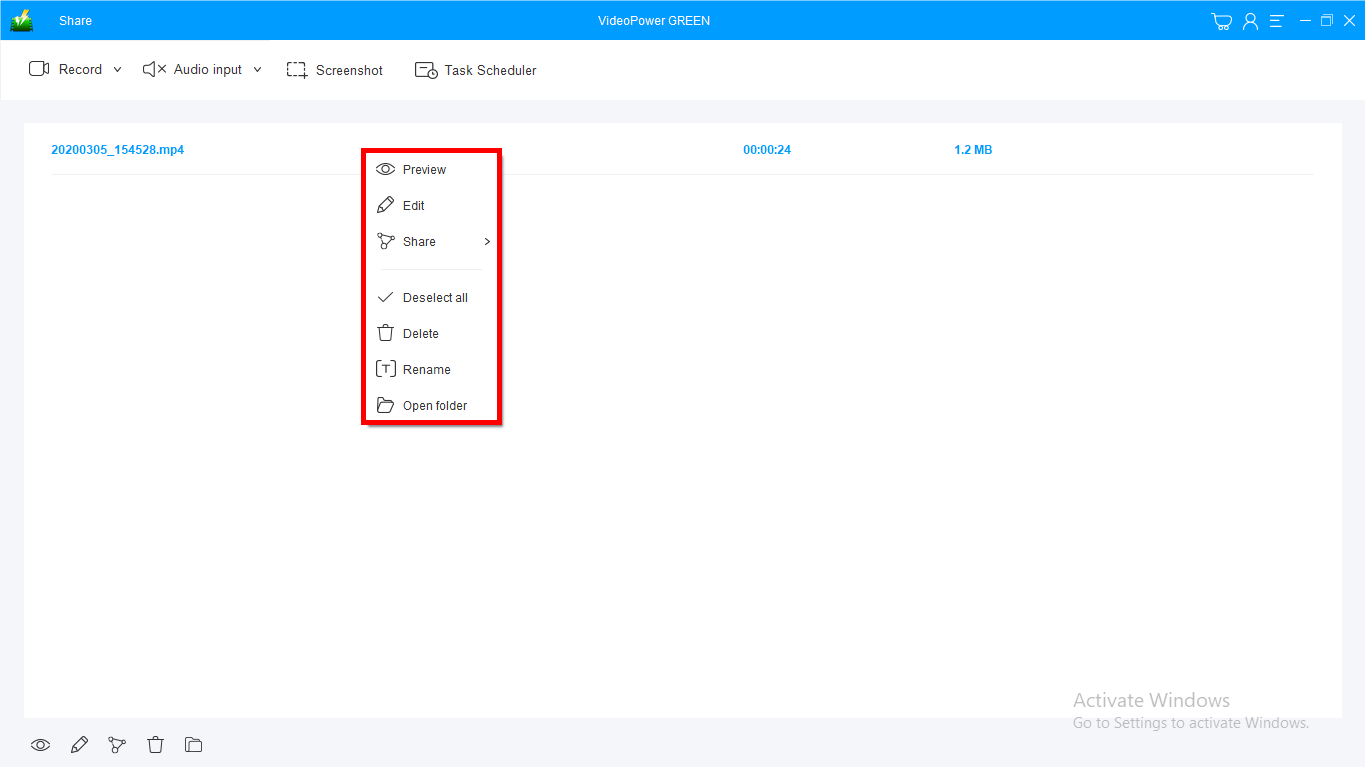 1080pビデオスクリーンレコーダー、ビデオパワーグリーン、完了