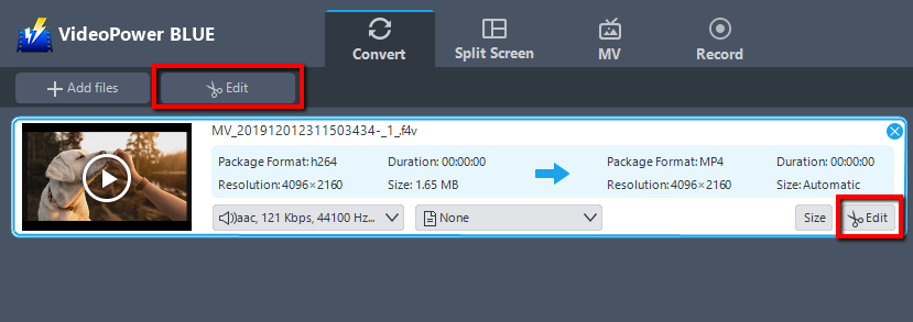 Best Video Converter Software, VideoPower BLUE, Edit files