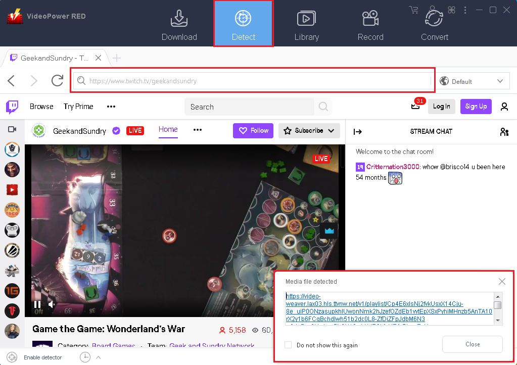 ビデオパワーレッド、Twitchビデオダウンローダー、他のサイトを自動検出