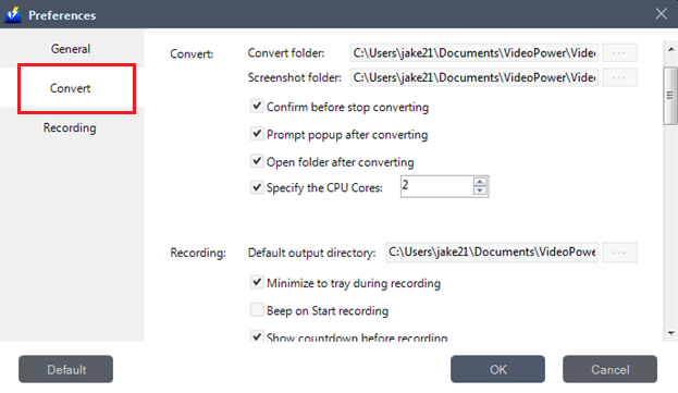 VideoPower BLUE Manual, General Settings Menu
