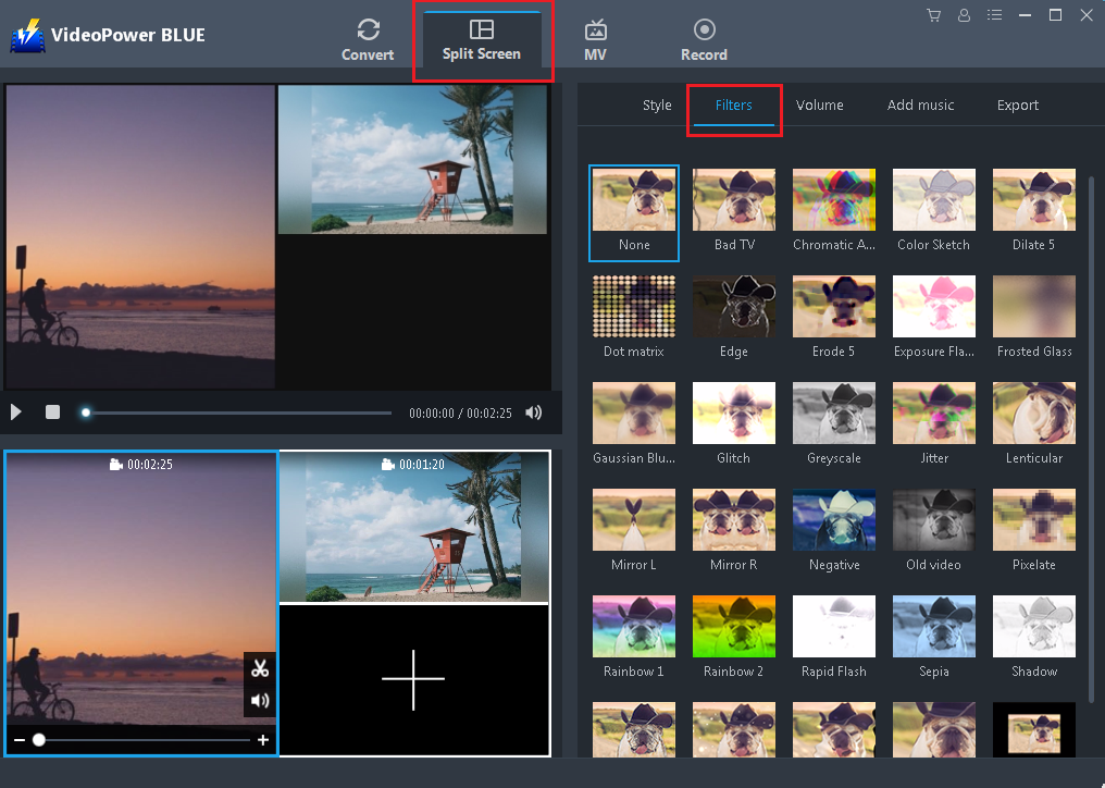 VideoPower BLUE Manual, Split Screen Filters