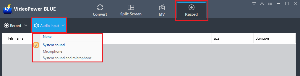 VideoPower BLUE Manual,Screen Recording Audio Input