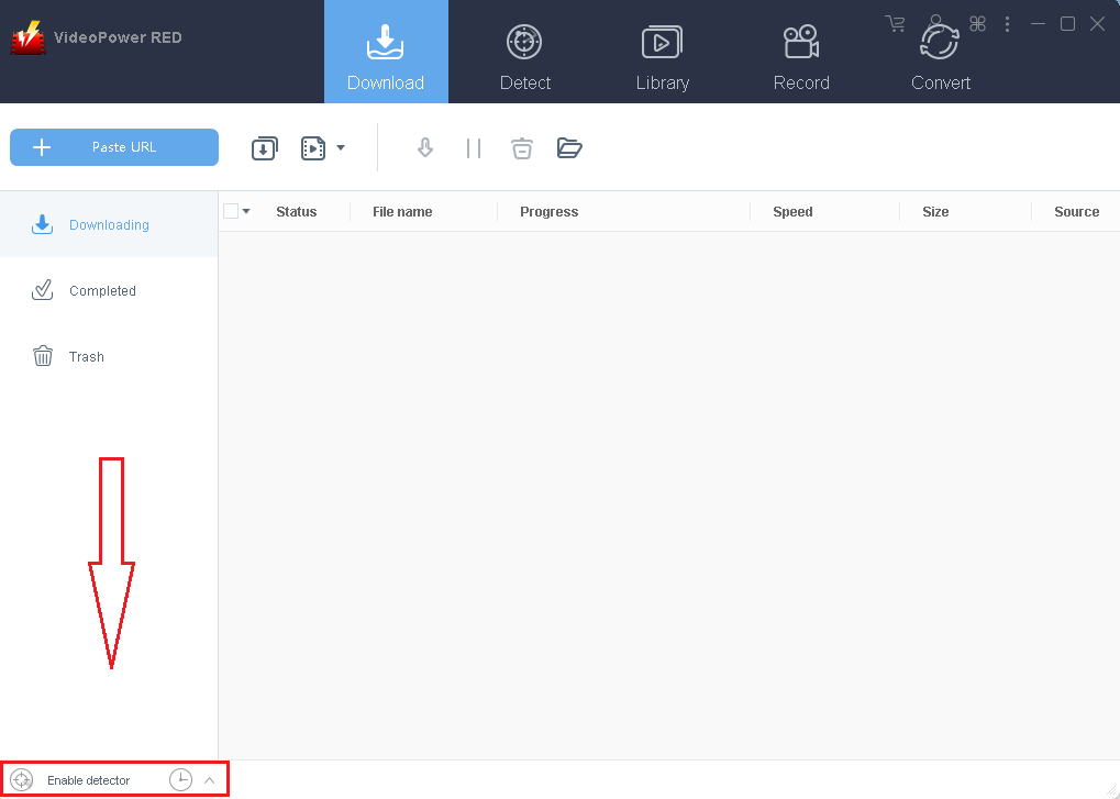 ビデオパワーレッド、検出器を有効にする