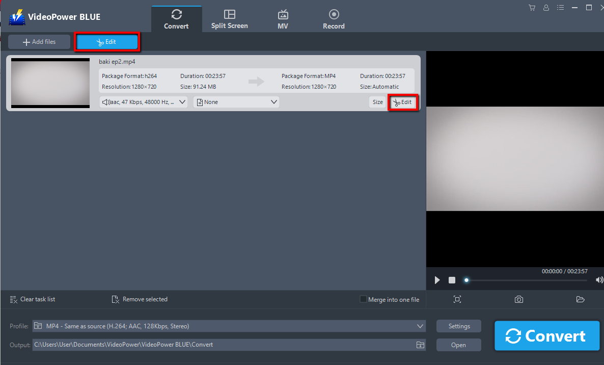 How to Convert Video to SWF, VideoPower BLUE, Edit