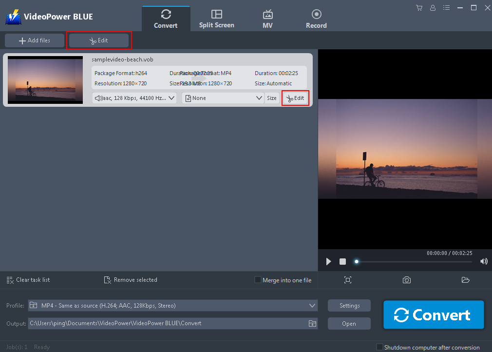 Best Video Converter Software, VideoPower BLUE, Edit files