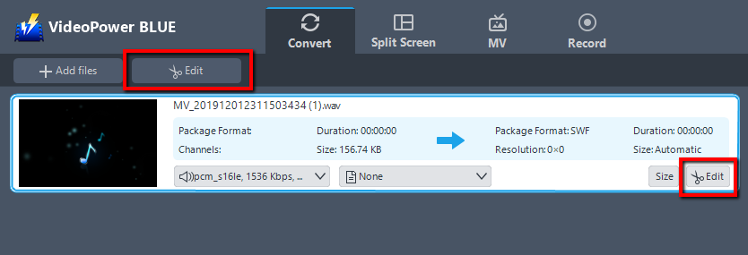 Audio Converter, VideoPower BLUE, Edit files