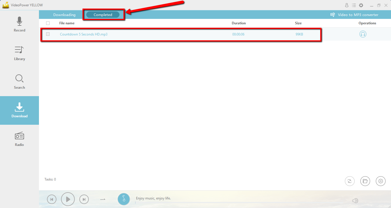  convert YouTube video to M4A, VideoPower YELLOW, completed file
